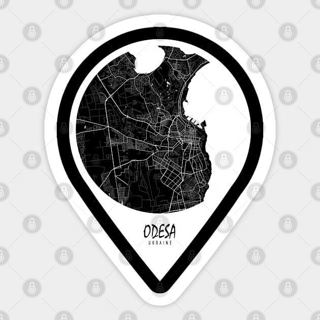 Odesa, Ukraine City Map - Travel Pin Sticker by deMAP Studio